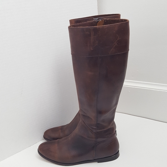 Saks Fifth Avenue brown leather riding boots 36.5 - Picture 2 of 12